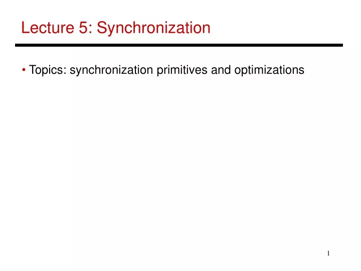 lecture 5 synchronization