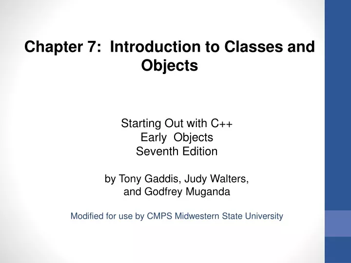 chapter 7 introduction to classes and objects