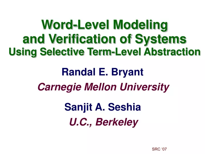 word level modeling and verification of systems