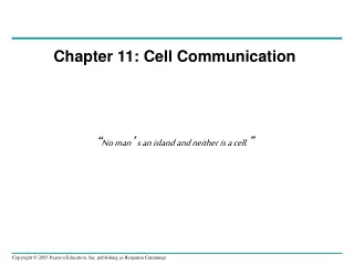 Chapter 11: Cell Communication “ No man ’ s an island and neither is a cell. ”