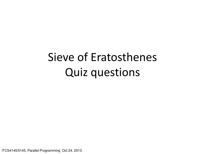 sieve of eratosthenes quiz questions