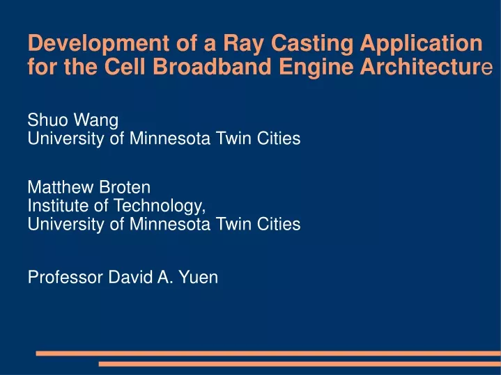 development of a ray casting application