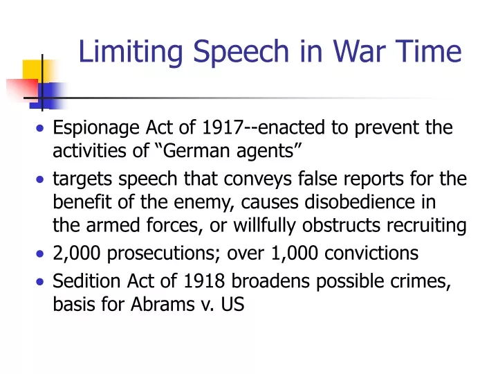 limiting speech in war time