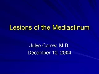 Lesions of the Mediastinum
