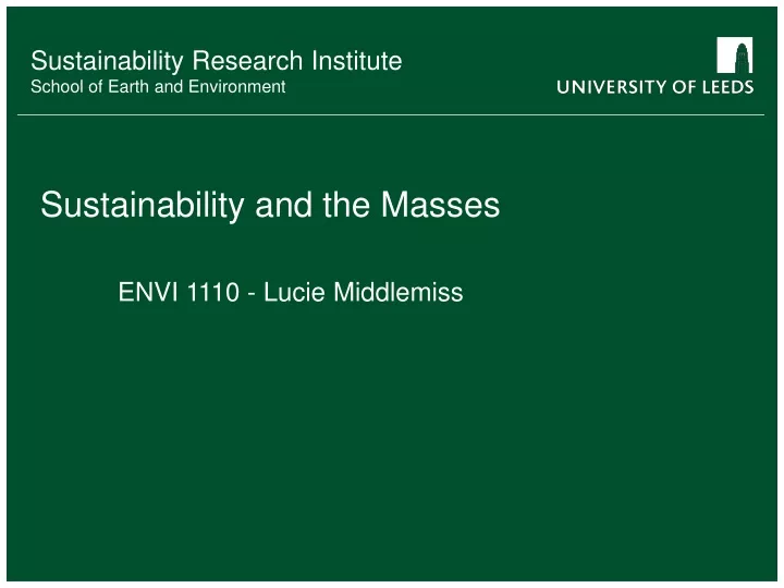 sustainability and the masses