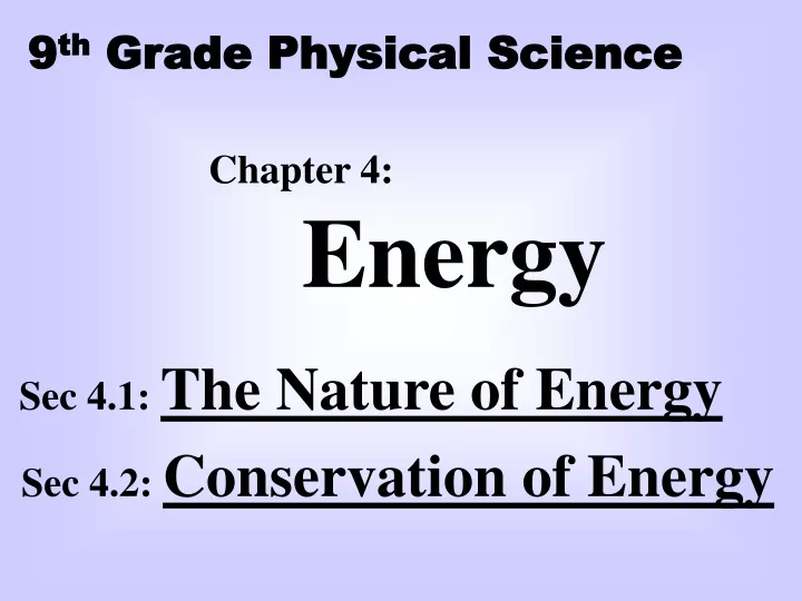 9 th grade physical science