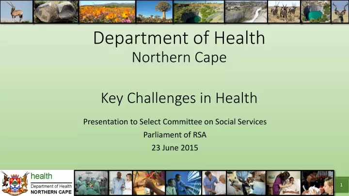 department of health northern cape key challenges in health