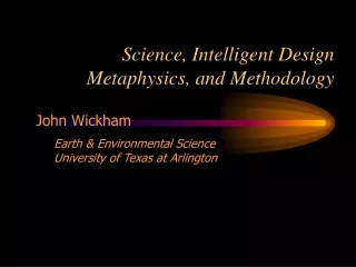 Science, Intelligent Design Metaphysics, and Methodology
