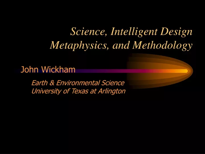 science intelligent design metaphysics and methodology