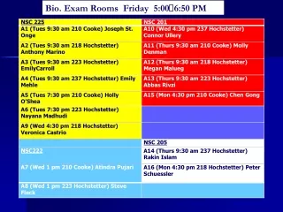 Bio. Exam Rooms  Friday  5:00 6:50 PM