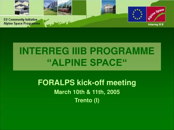 interreg iiib programme alpine space