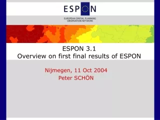 ESPON 3.1 Overview on first final results of ESPON