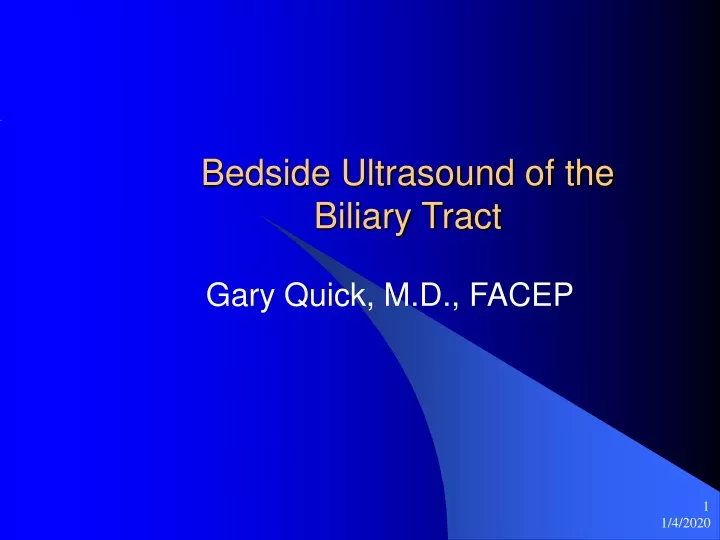bedside ultrasound of the biliary tract