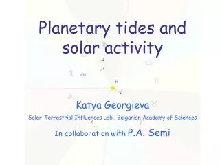 Planetary tides and  solar activity