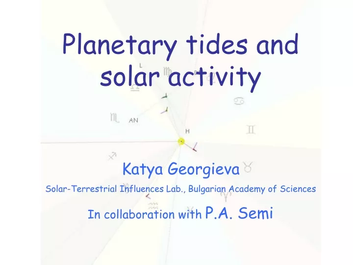 planetary tides and solar activity