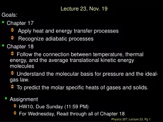 Lecture 23, Nov. 19