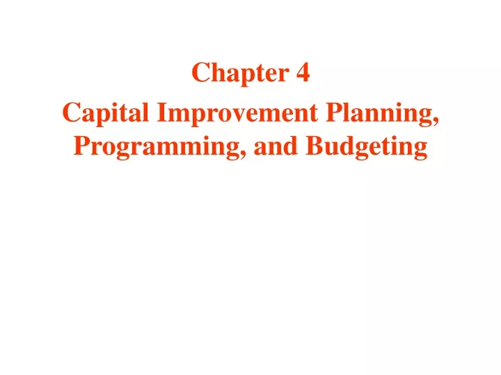 chapter 4 capital improvement planning