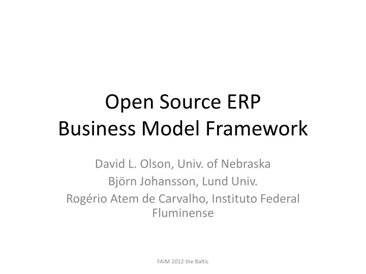 open source erp business model framework