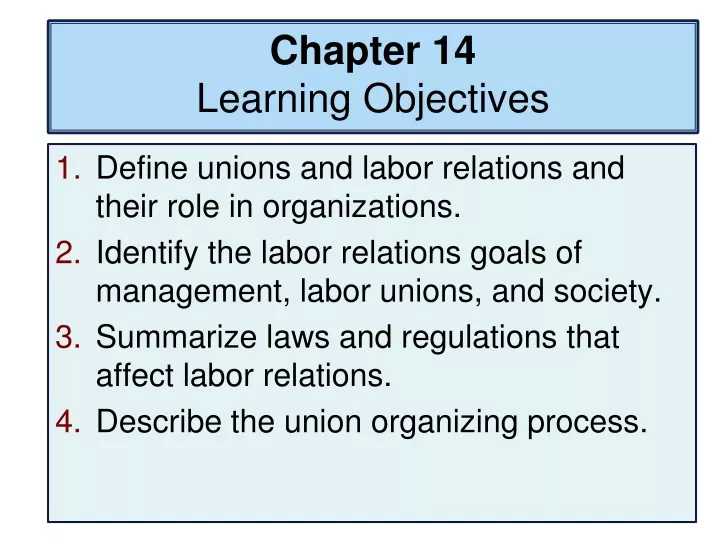 chapter 14 learning objectives