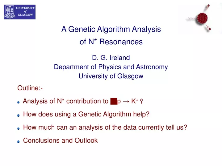 a genetic algorithm analysis of n resonances