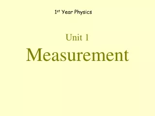 Unit 1 Measurement