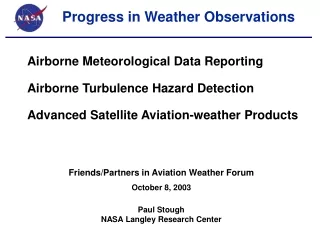 Progress in Weather Observations