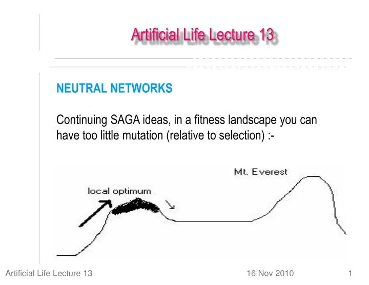 artificial life lecture 13