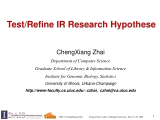 Test/Refine IR Research Hypothese