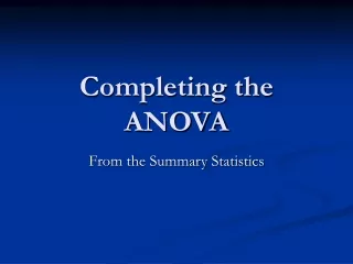 Completing the ANOVA