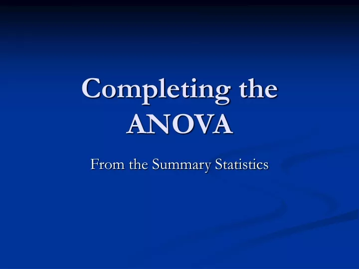 completing the anova
