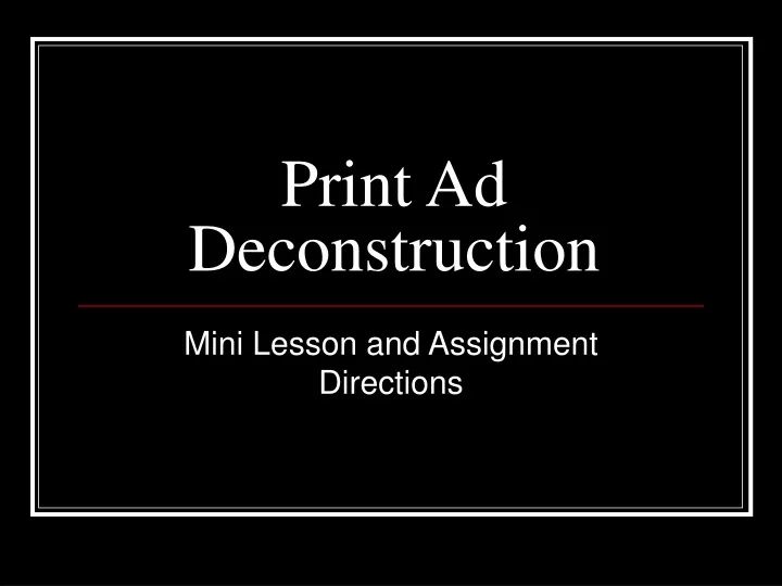 print ad deconstruction