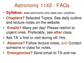 Astronomy 1143 - FAQs