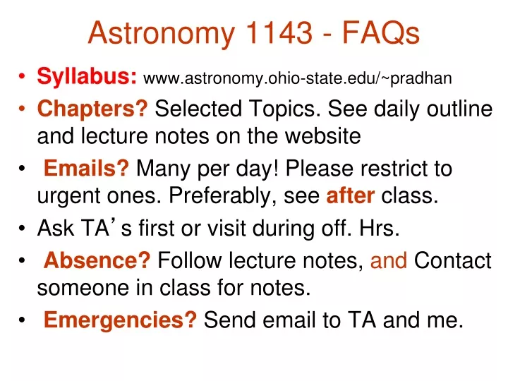 astronomy 1143 faqs