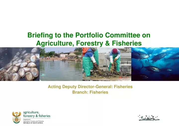 briefing to the portfolio committee on agriculture forestry fisheries