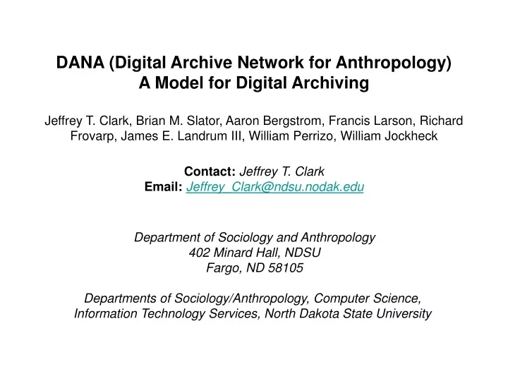 dana digital archive network for anthropology