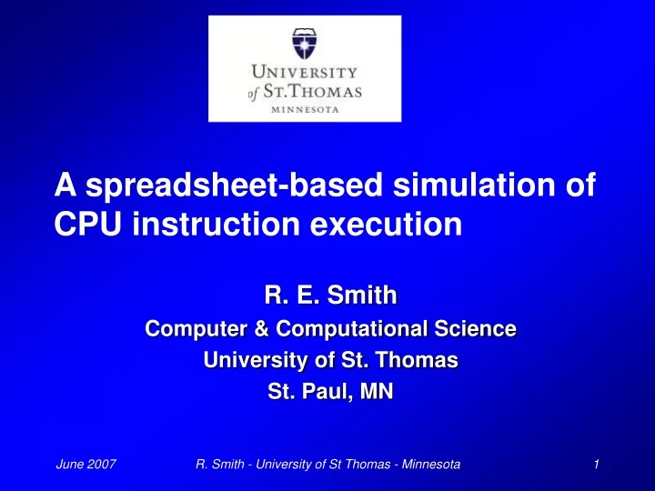 a spreadsheet based simulation of cpu instruction execution