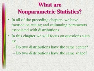 What are  Nonparametric Statistics?