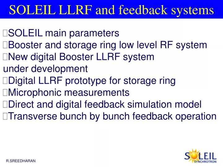soleil llrf and feedback systems