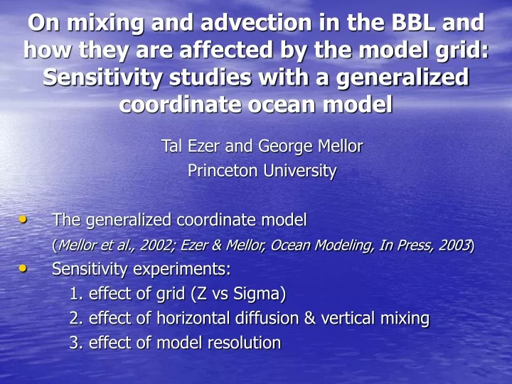 on mixing and advection in the bbl and how they