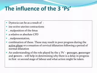 The influence of the 3 ‘Ps’