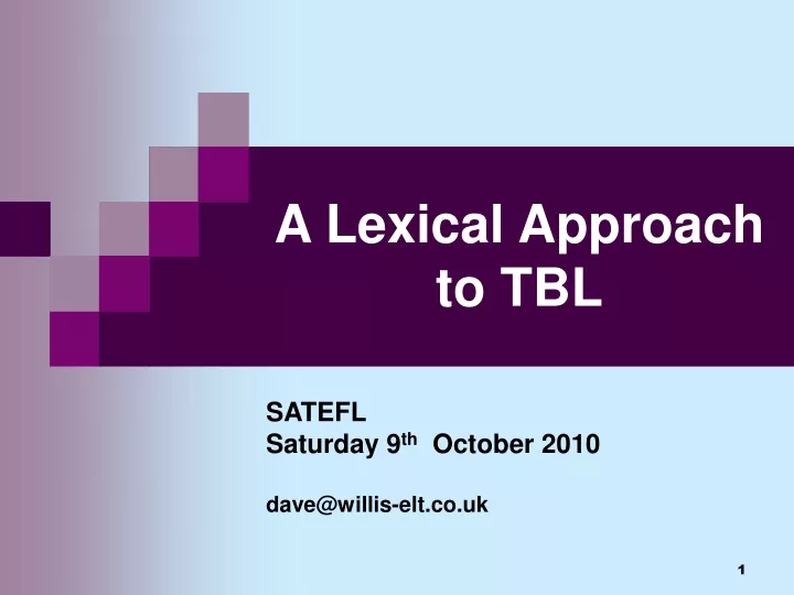 a lexical approach to tbl