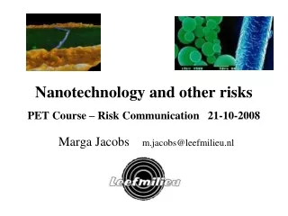 Nanotechnology and other risks PET Course – Risk Communication   21-10-2008