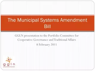 The Municipal Systems Amendment Bill