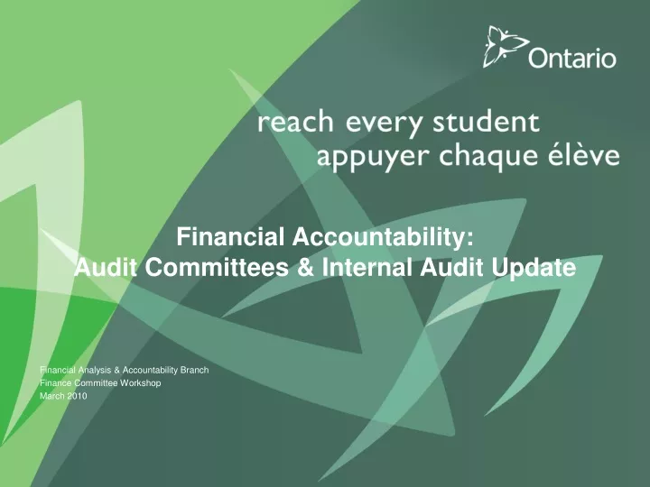 financial accountability audit committees internal audit update