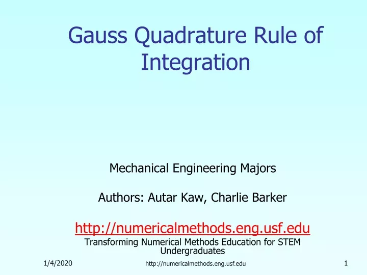 gauss quadrature rule of integration