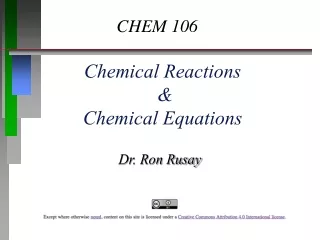 Chemical Reactions  &amp;  Chemical Equations