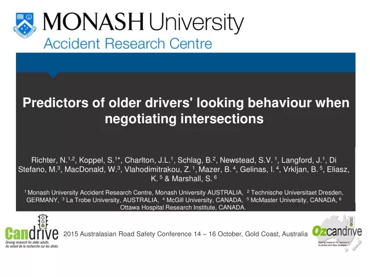 predictors of older drivers looking behaviour when negotiating intersections
