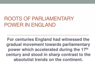 Roots of Parliamentary power in England