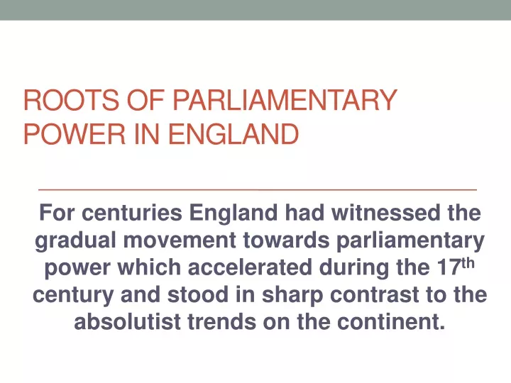roots of parliamentary power in england