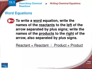 Writing Chemical Equations